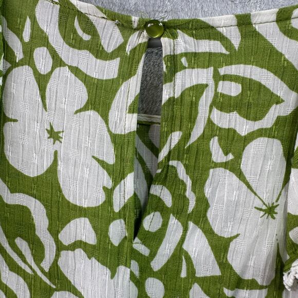 Rachel Zoe Green & White Floral Rayon Top • Flutter Sleeves • Size M - Boho Chic - Picture 5 of 6